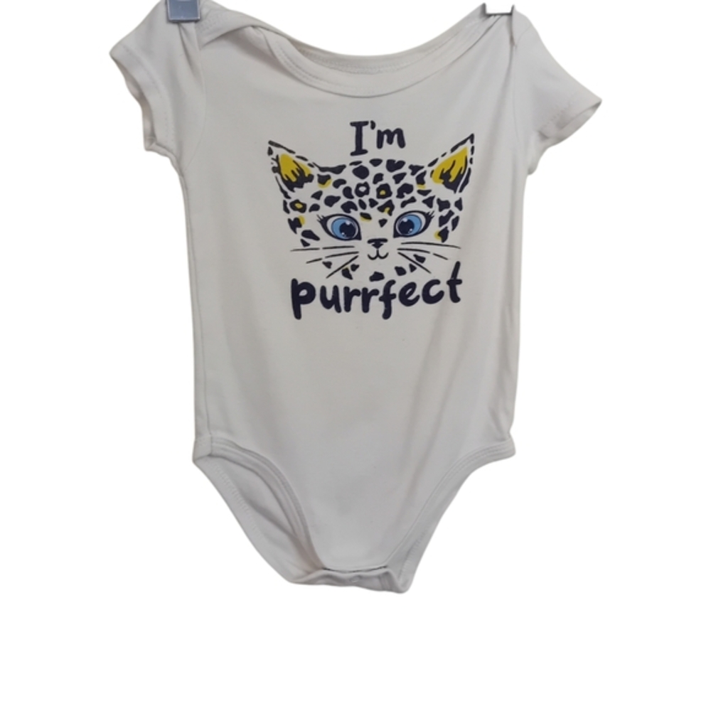 👶2/$12👶Unisex Infants MONKEY Bars "I'm Purrfect" Cat Baby Onesie‎ Unitard 12m